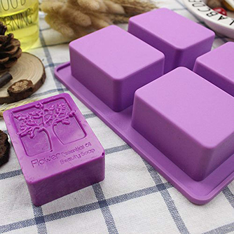 Soap Making Kit For Beginners - สี่เหลี่ยมผืนผ้า Life Tree ซิลิโคนสบู่แม่พิมพ์ดอกไม้ความสุข DIY Craft