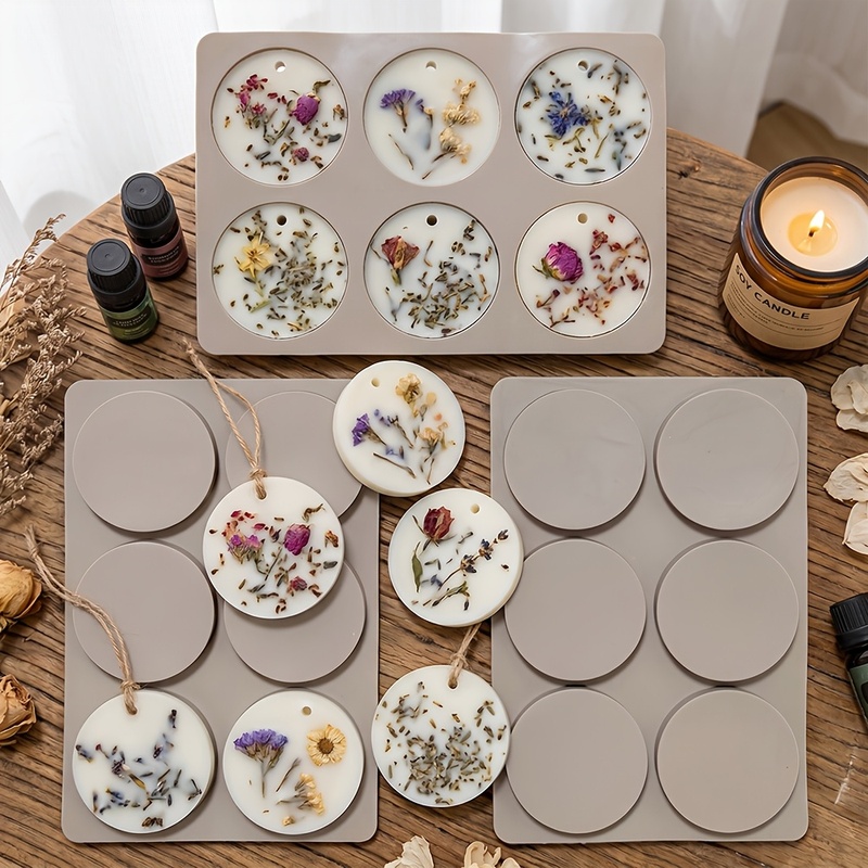Soap Making Kit For Beginners - แม่พิมพ์ซิลิโคนทรงกลม 6 ช่อง สำหรับทำแท็ก DIY แม่พิมพ์แท็บเล็ตขี้ผึ้งอโรมาเธอราพี
