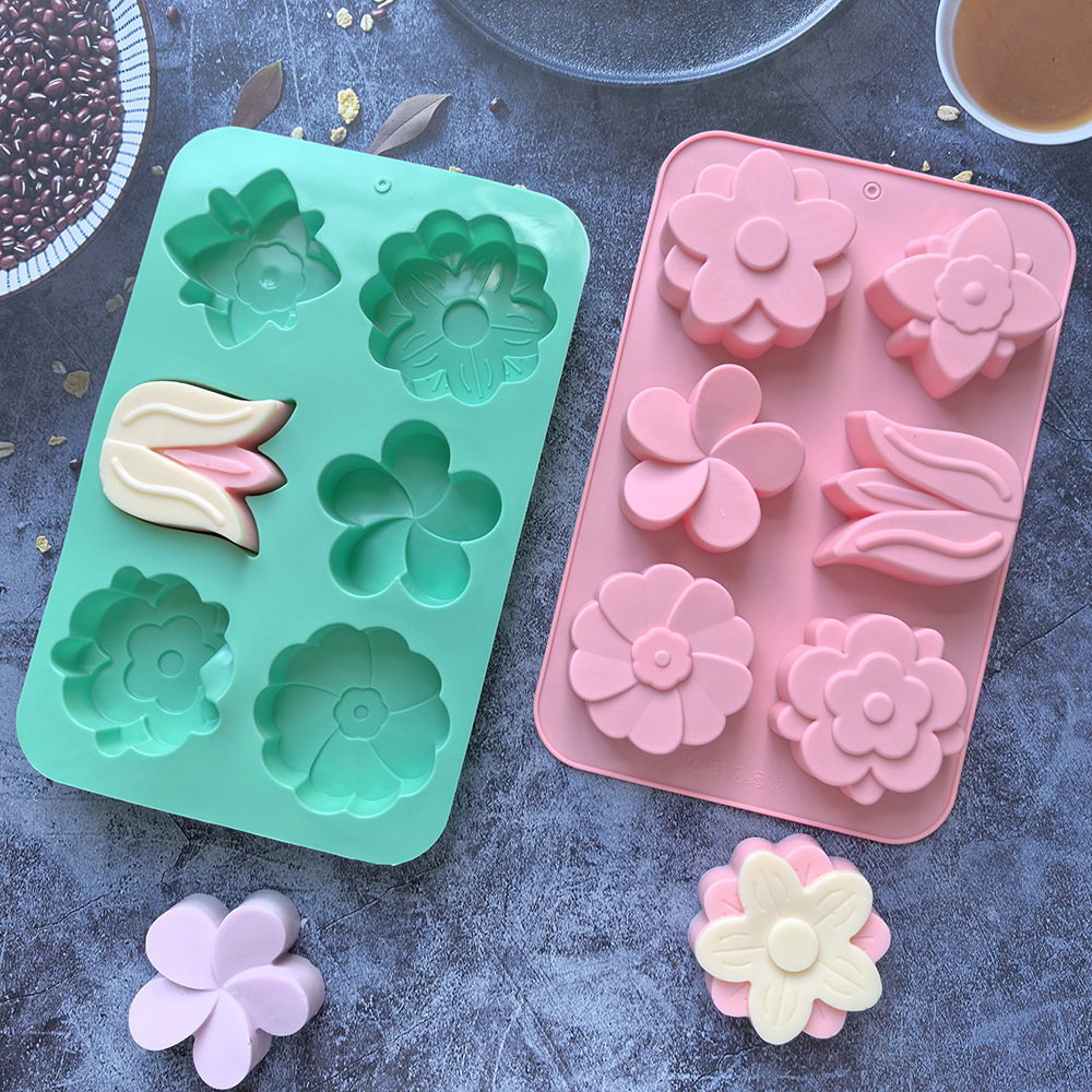 Soap Making Kit For Beginners - แม่พิมพ์ซิลิโคนรูปดอกไม้ แม่พิมพ์อบขนมรูปดอกไม้หลากหลายแบบ เหมาะสำหรับทำสบู่ เทียน เค้ก และช็อกโกแลต
